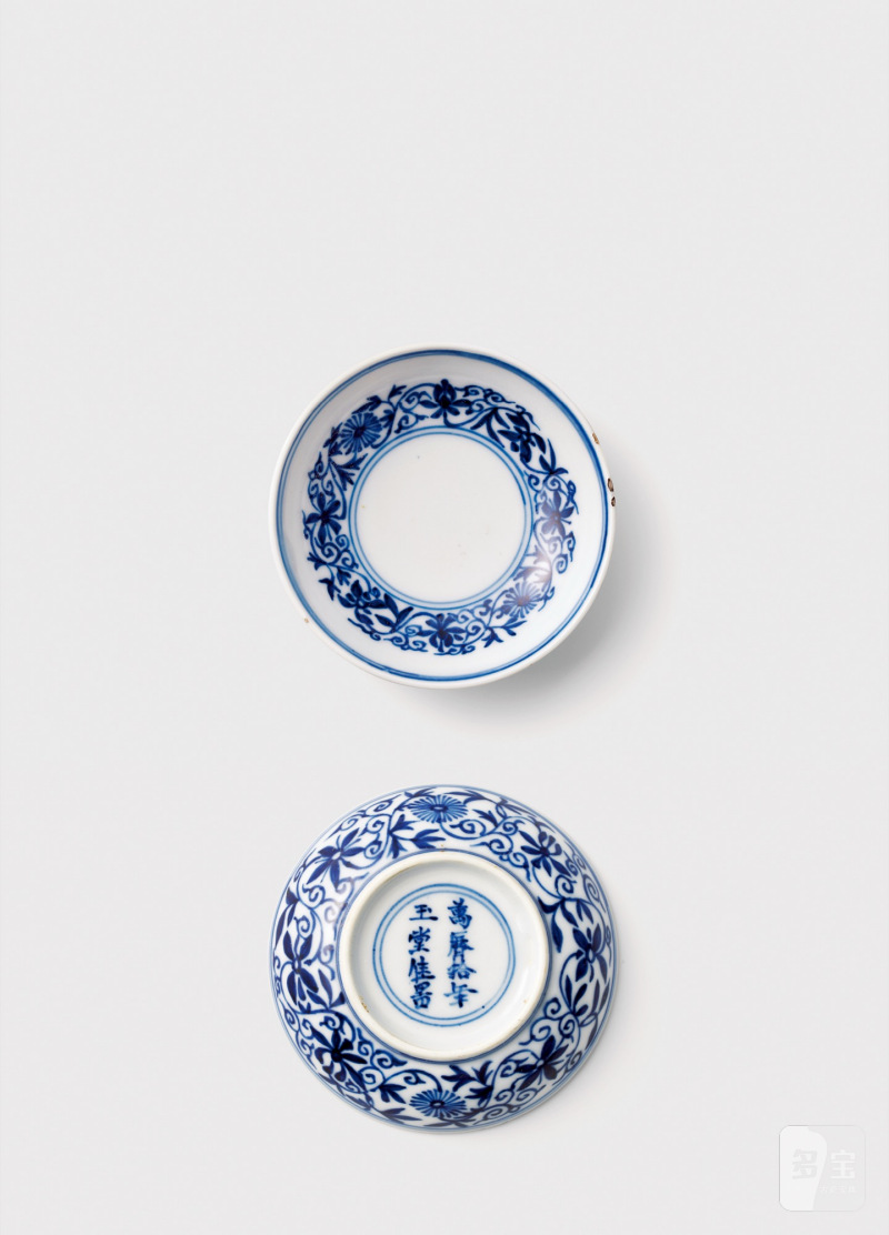 明万历·青花缠枝花卉纹盘